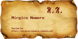Mirgics Nemere névjegykártya